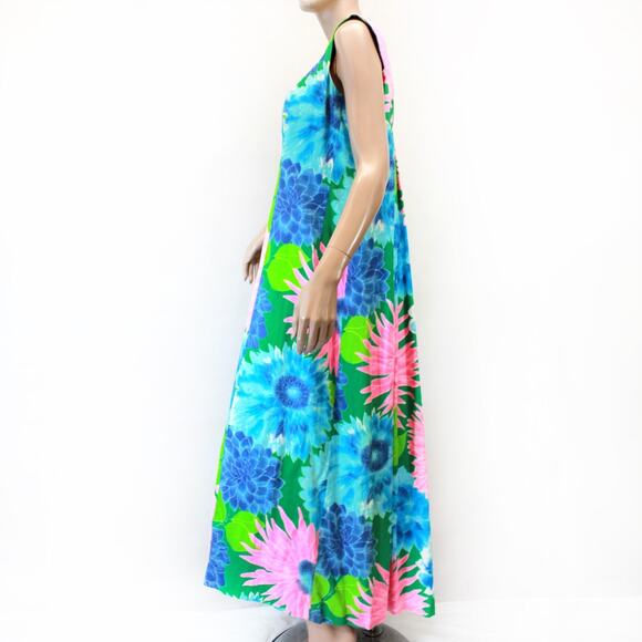 Vintage 60's Alice Polynesian Fashions Hawaiian Barkcloth Tent Column Dress med - Picture 7 of 10